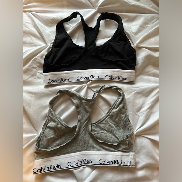 Calvin Klein Modern Cotton Unlined Bralette in Grey & Black - Picture 5 of 5